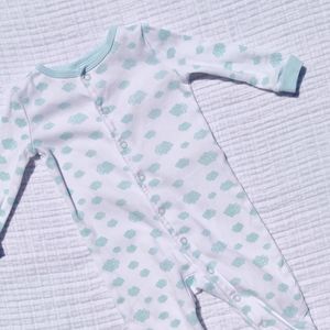 JOE FRESH Mint Green Clouds Cotton Footie Pyjamas